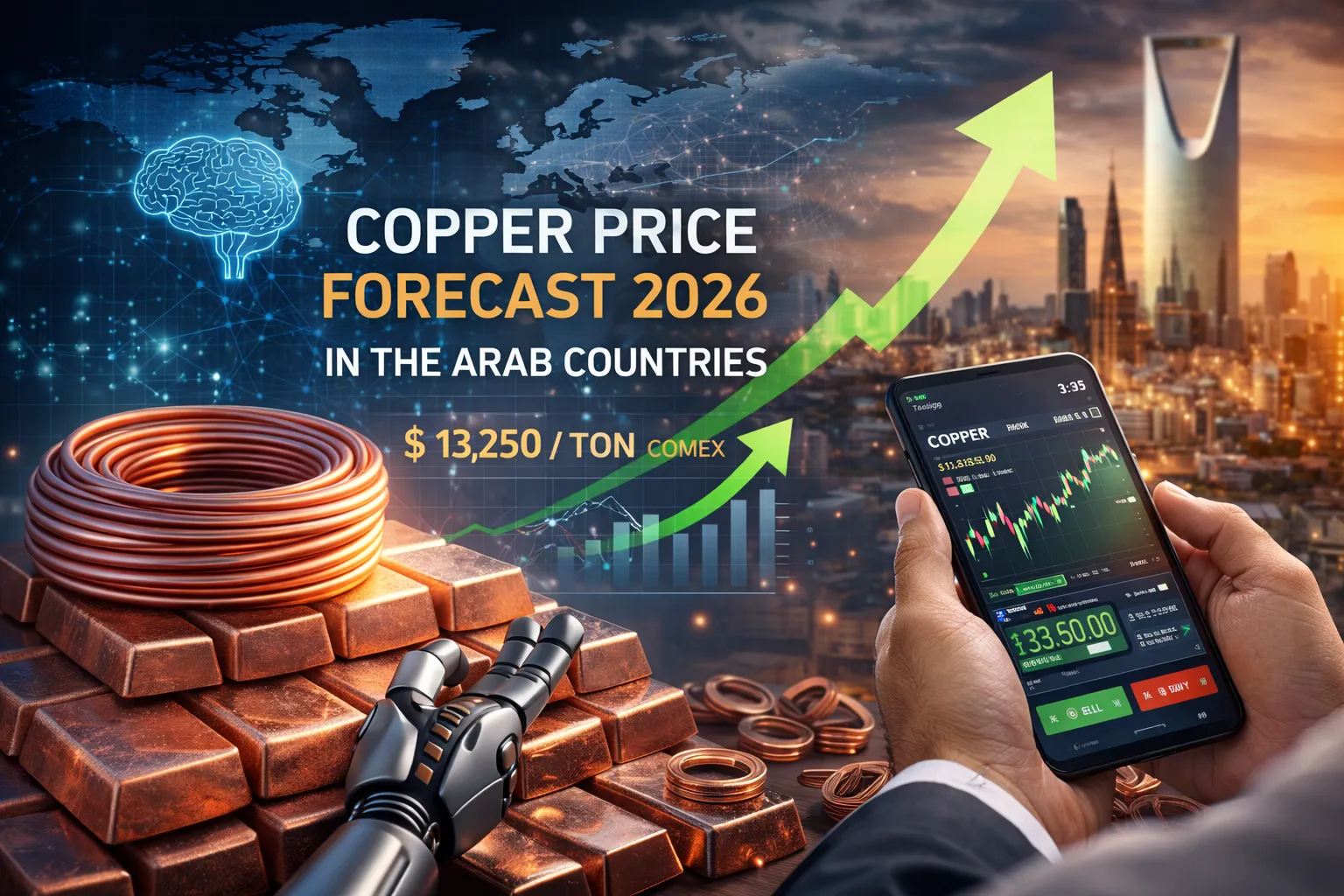 توقعات سعر النحاس في الدول العربية 2026: تحليل شامل وتحديث لحظي للأسعار